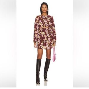 MINKPINK Giselle Mini Dress in Brown Floral